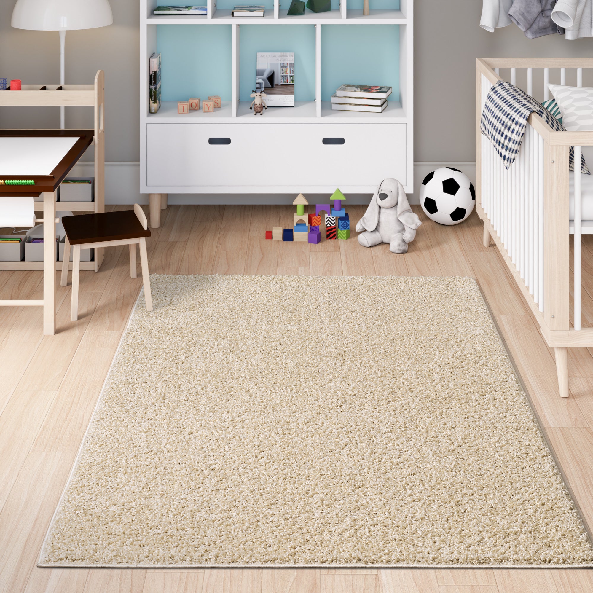 Shaggy Rug Plain Light Beige