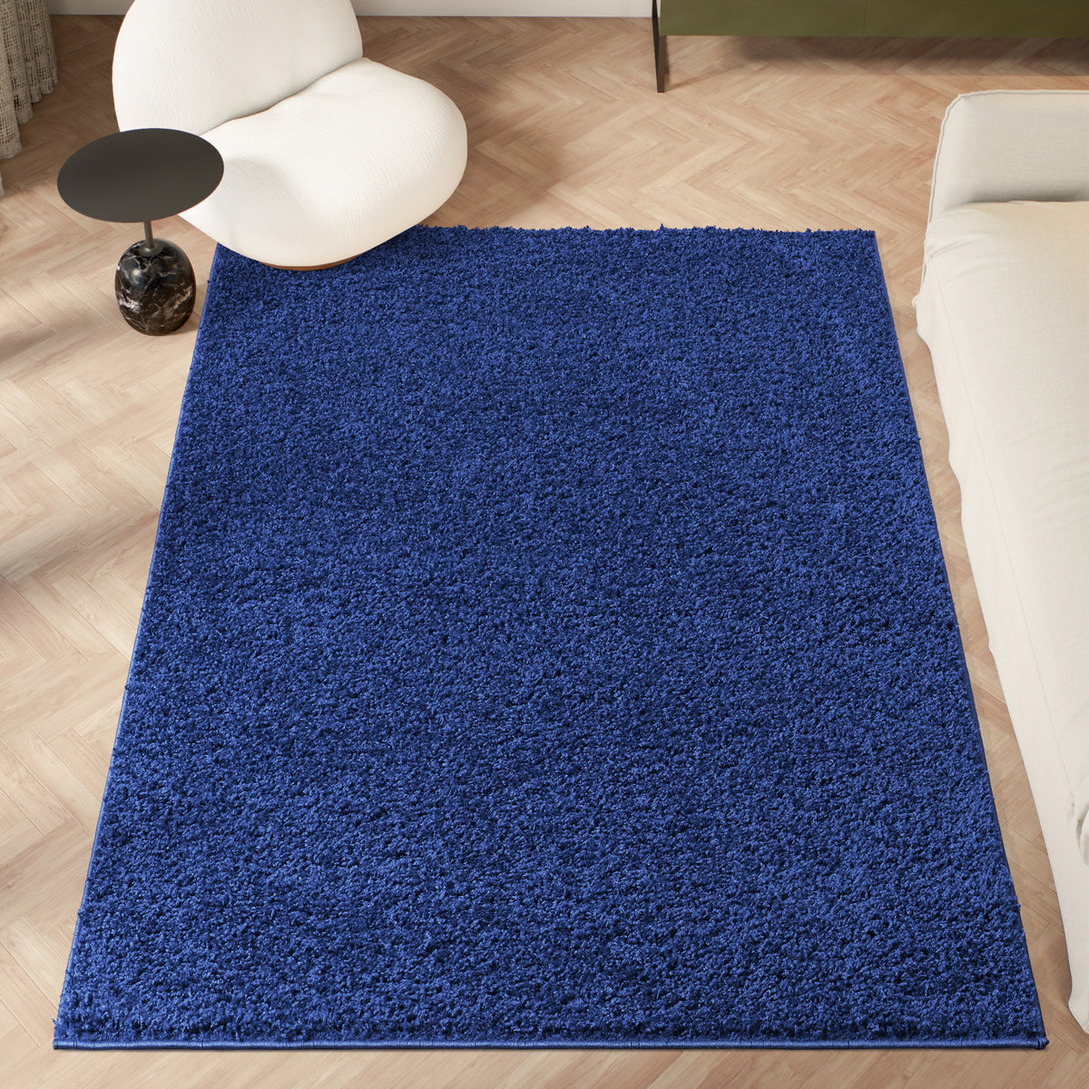 Shaggy Rug Plain Navy