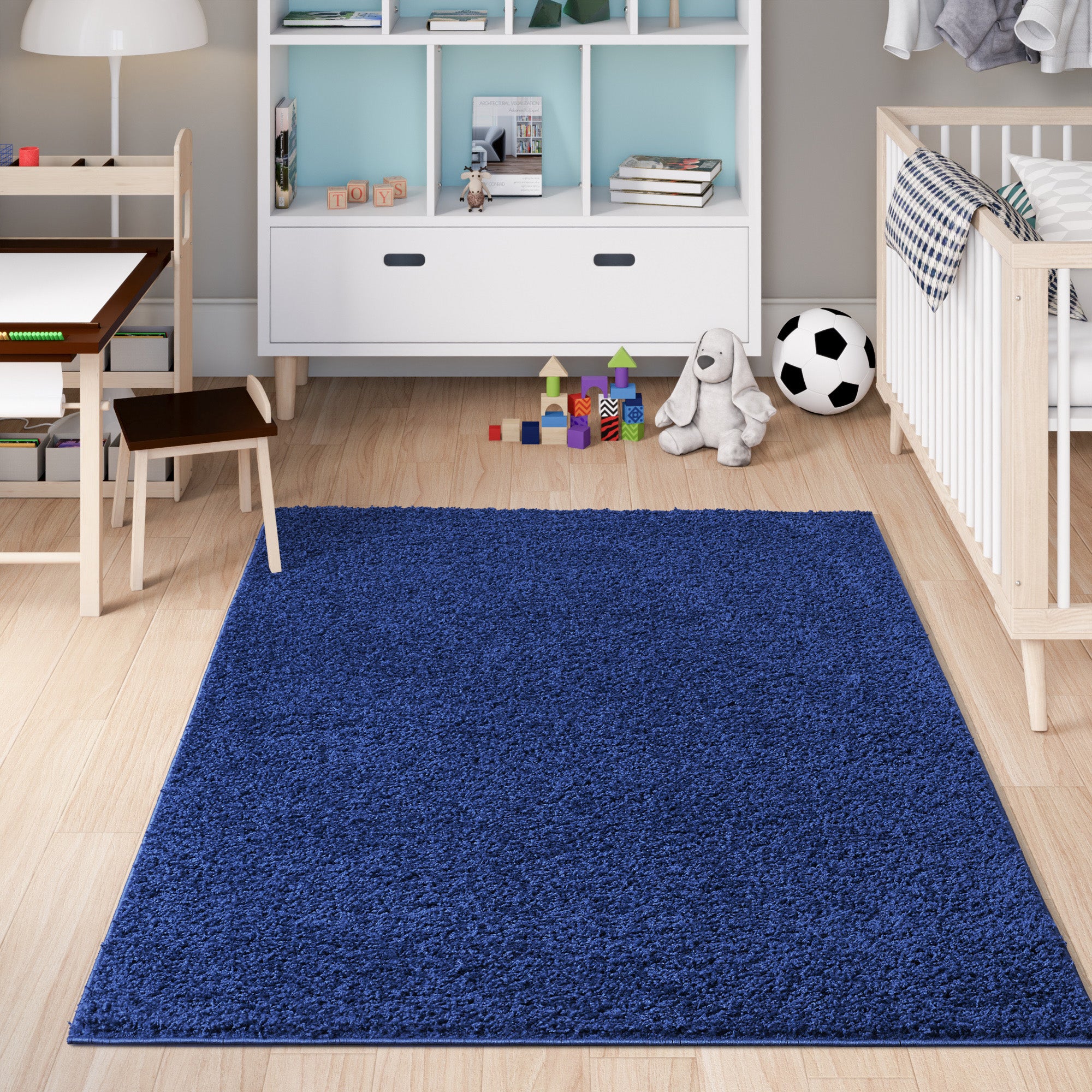 Shaggy Rug Plain Navy