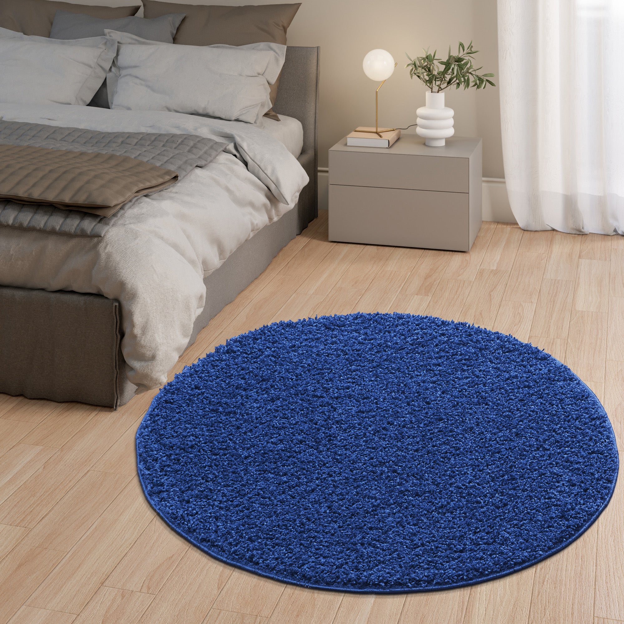 Shaggy Rug Plain Navy