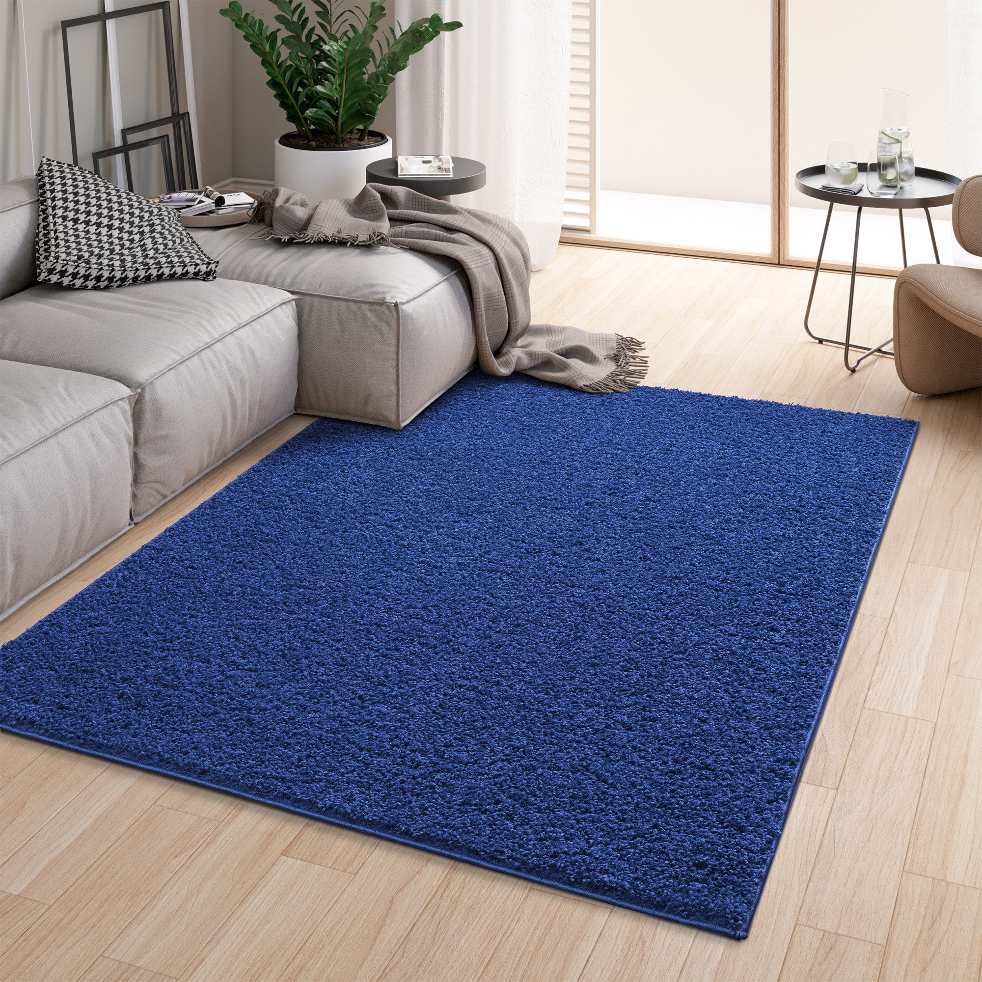 Shaggy Rug Plain Navy