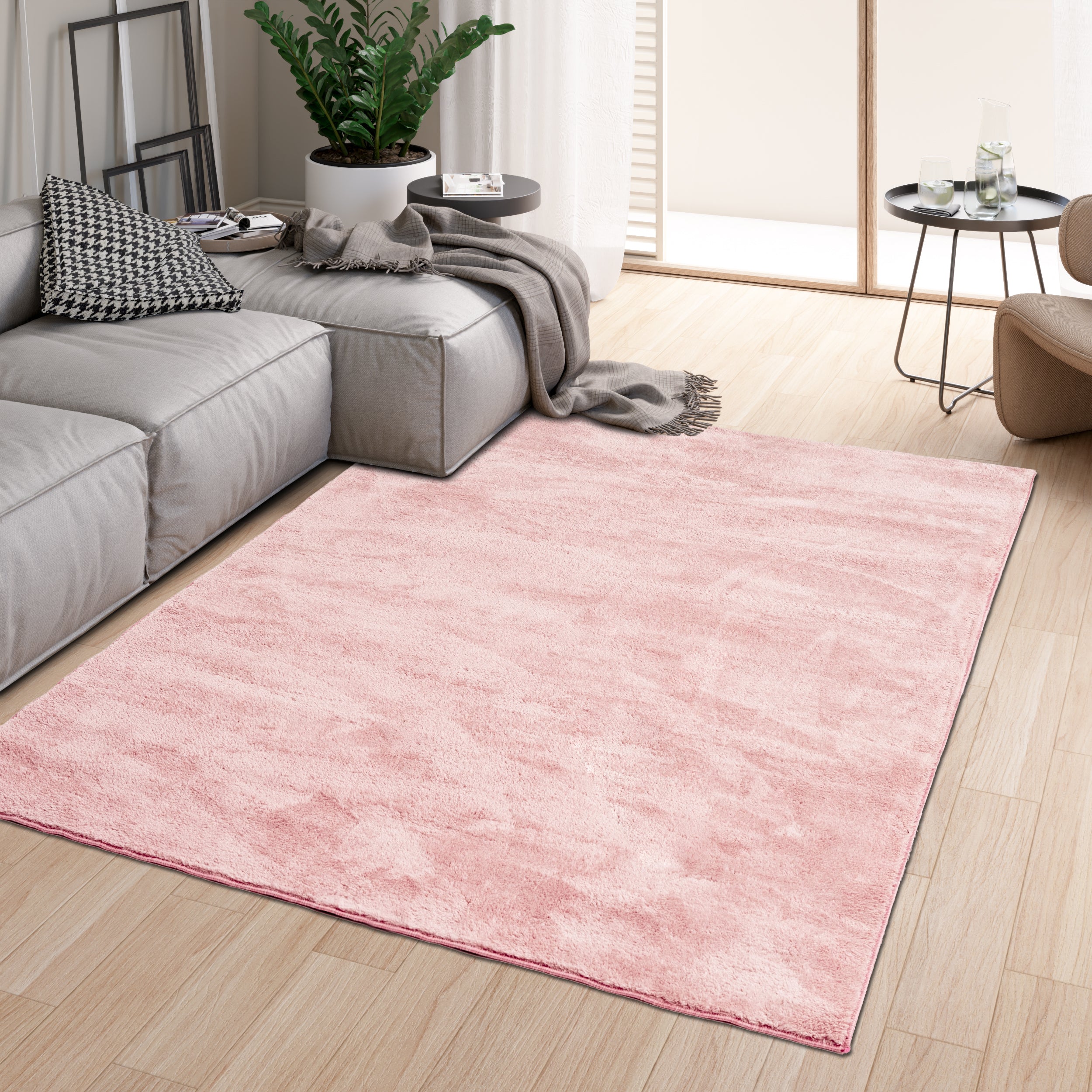 Anti-Slip Backing, Shaggy Rugs Pink