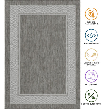 Outdoor Rugs Rectangular - Dark Grey / Cream