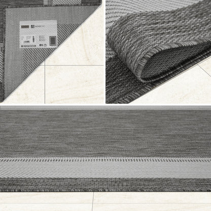 Outdoor Rugs Rectangular - Dark Grey / Cream