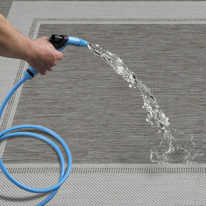 Outdoor Rugs Rectangular - Dark Grey / Cream