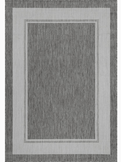 Outdoor Rugs Rectangular - Dark Grey / Cream