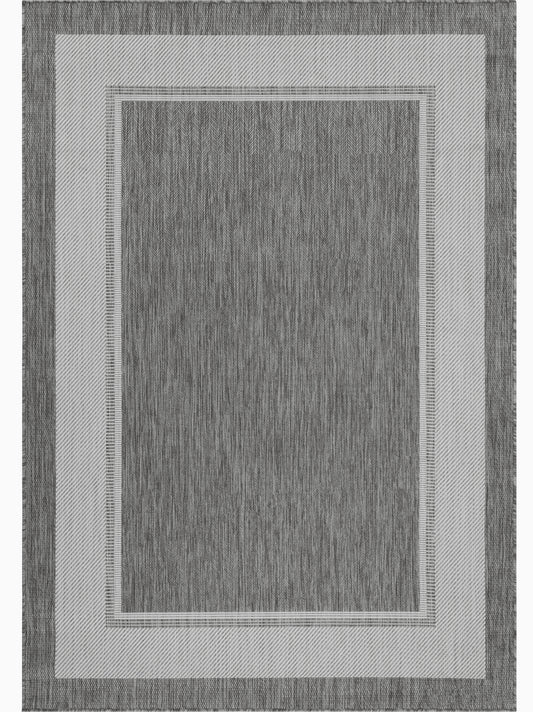 Outdoor Rugs Rectangular - Dark Grey / Cream