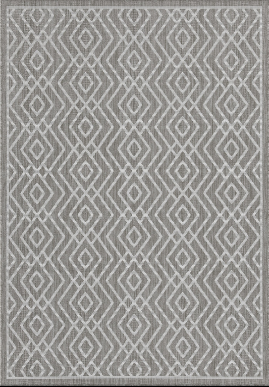 Outdoor Rugs Diamond Dark Grey / Cream
