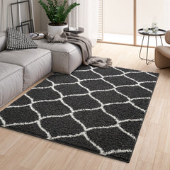 Shaggy Rug Lined Trellis Smoky/Ivory