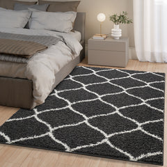 Shaggy Rug Lined Trellis Smoky/Ivory