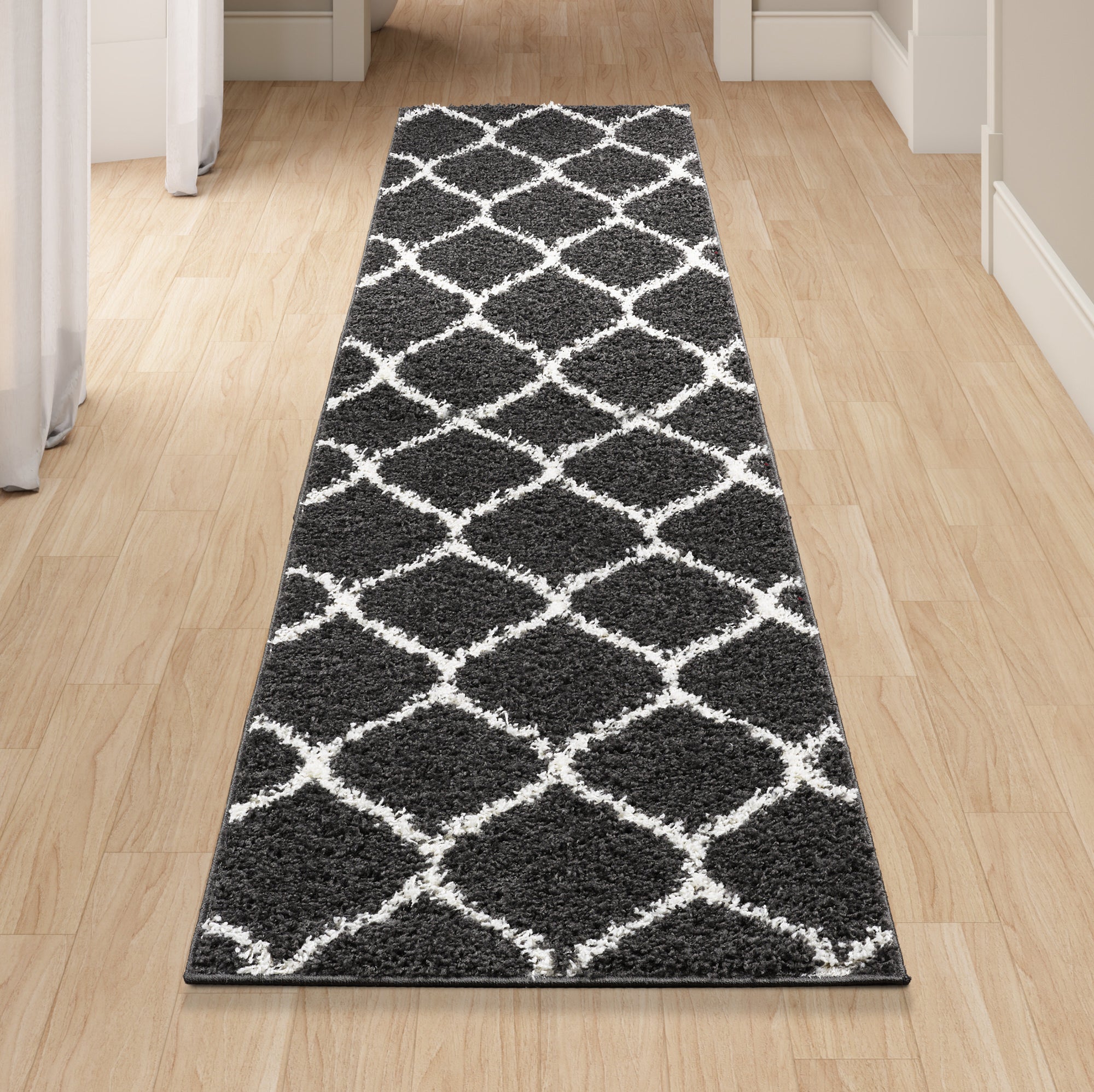 Shaggy Rug Lined Trellis Smoky/Ivory