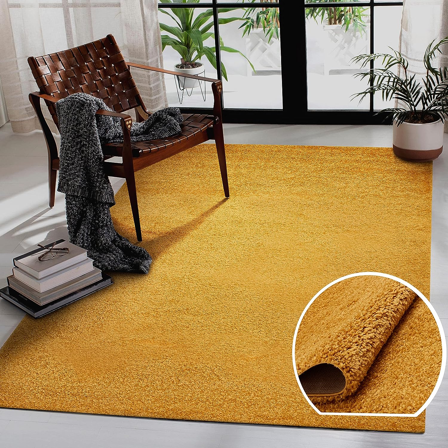 Shaggy Rug Plain Gold – Home Art