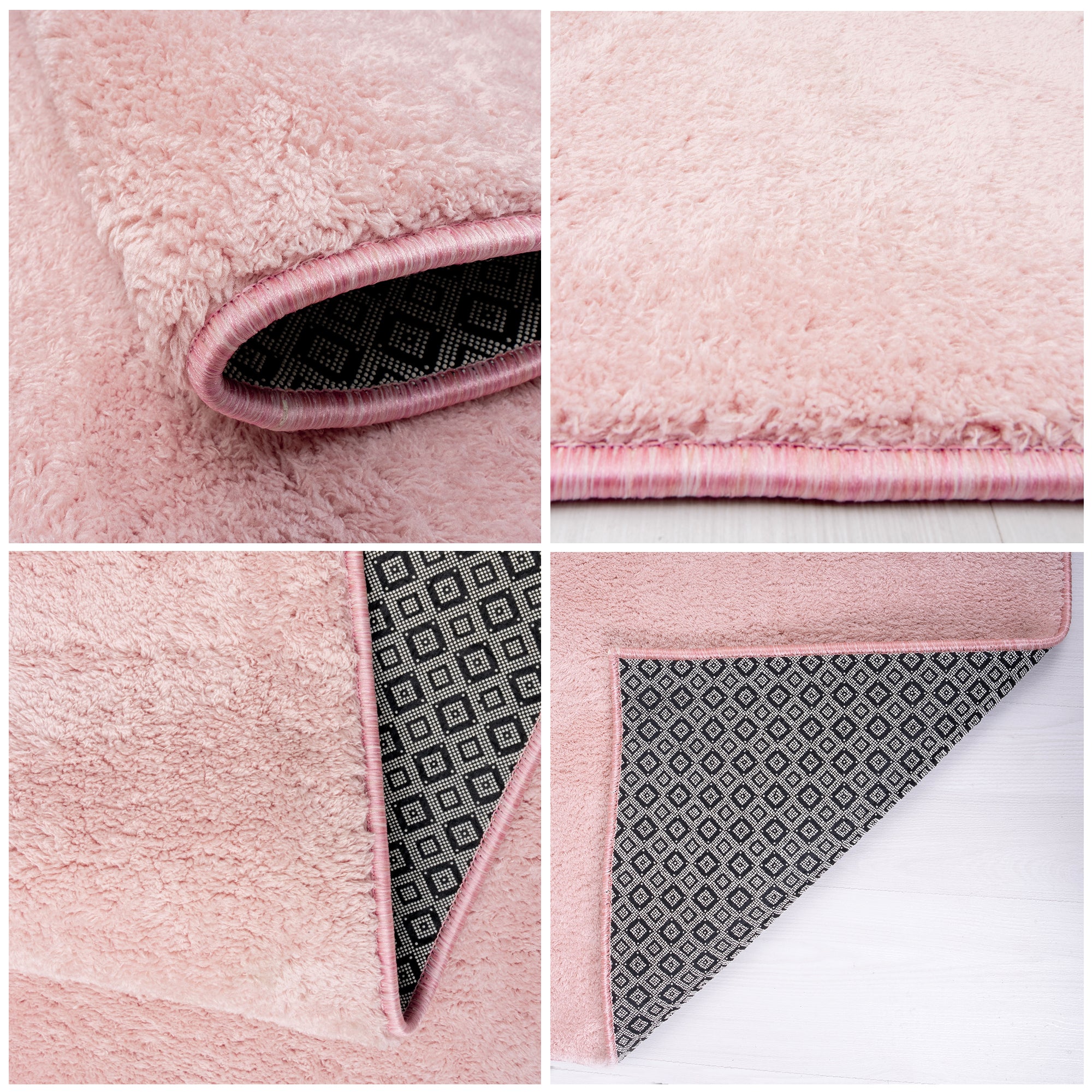 Anti-Slip Backing, Shaggy Rugs Pink