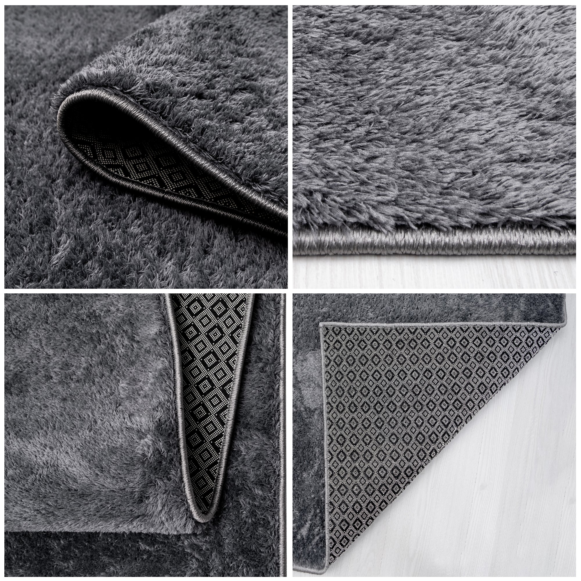 Anti-Slip Backing, Shaggy Rugs Anthracite