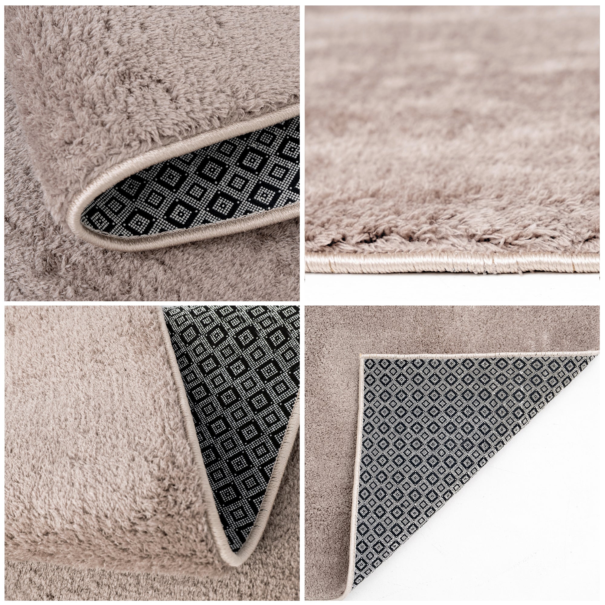 Anti-Slip Backing, Shaggy Rugs Brown