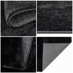 Anti-Slip Backing, Shaggy Rugs Black