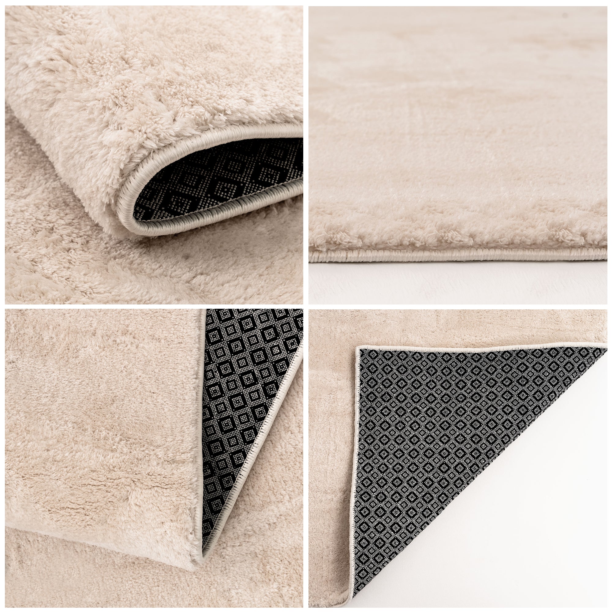 Anti-Slip Backing, Shaggy Rugs Beige