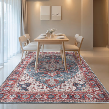 Washable Rugs HAMILTON Red/Blue