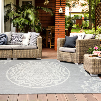 Outdoor Rugs Mandala Grey / Cream
