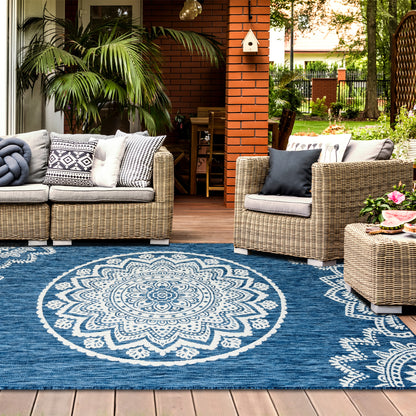 Outdoor Rugs Mandala - Blue / Cream