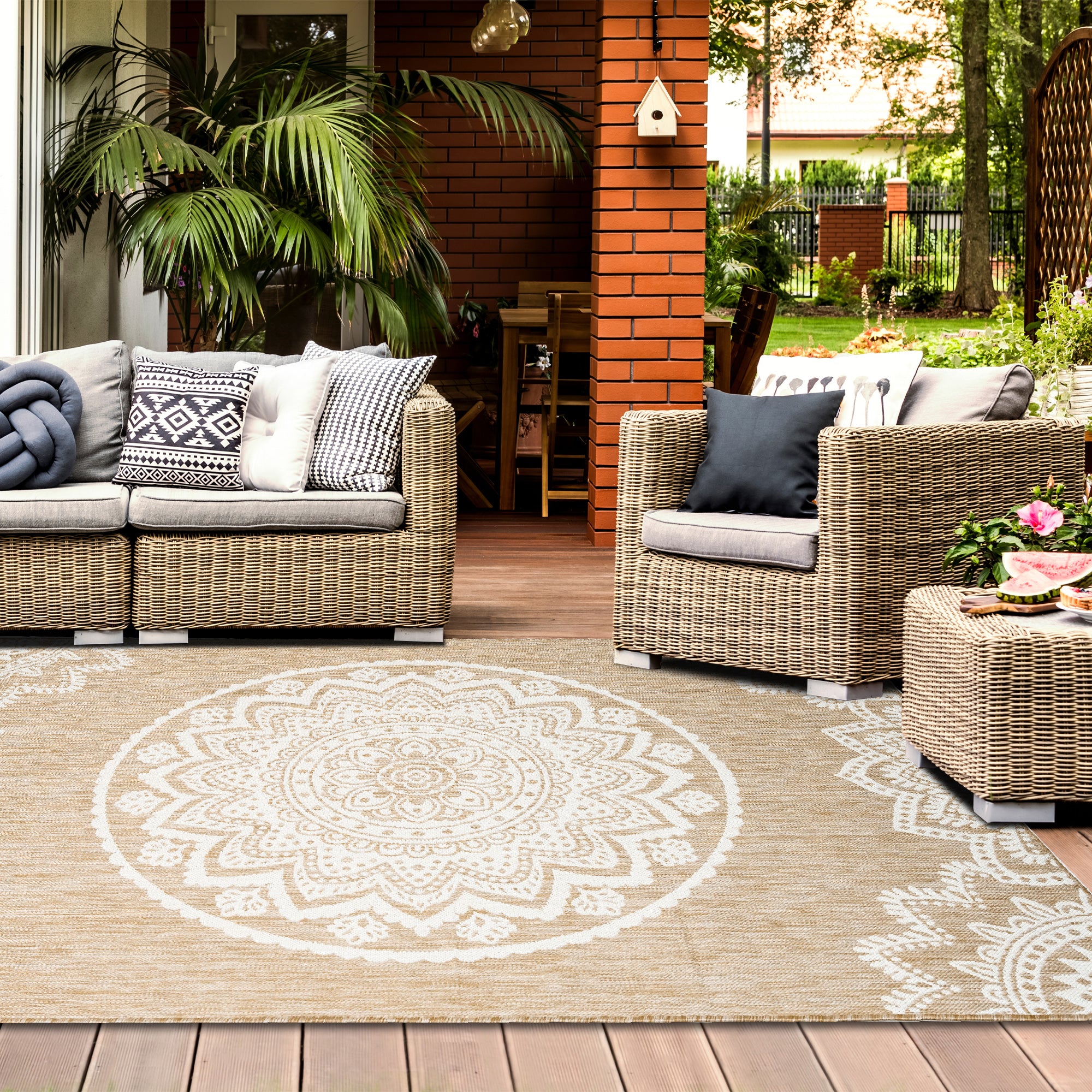 Outdoor Rugs Mandala -Natural / Cream