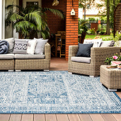 Outdoor Rugs Vintage Medallion - Blue / Cream