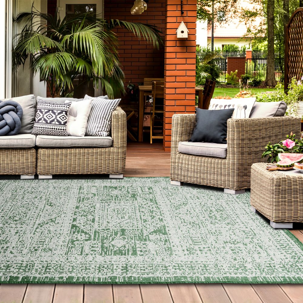 Outdoor Rugs Vintage Medallion - Green / Cream