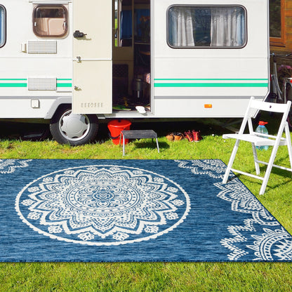 Outdoor Rugs Mandala - Blue / Cream