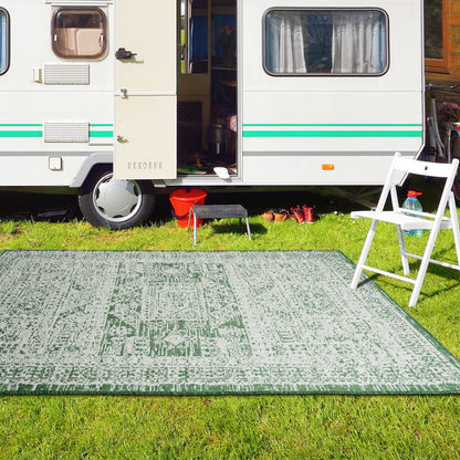 Outdoor Rugs Vintage Rectangular Green / Cream