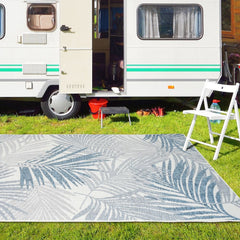 Outdoor Rugs Palm - Blue/ Grey