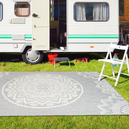 Outdoor Rugs Mandala Grey / Cream