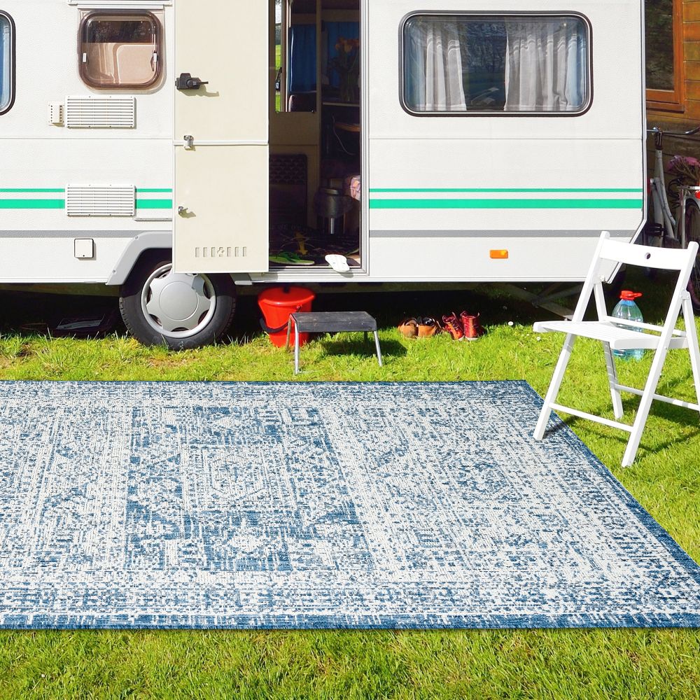 Outdoor Rugs Vintage Medallion - Blue / Cream