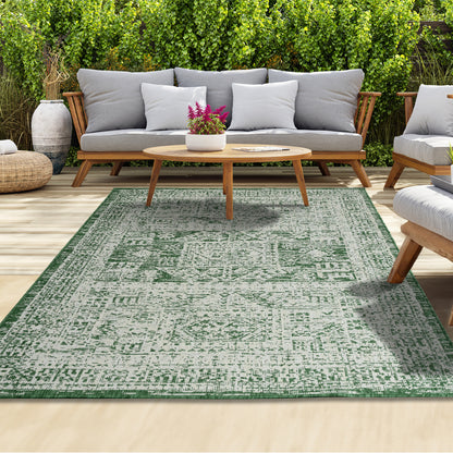 Outdoor Rugs Vintage Rectangular Green / Cream