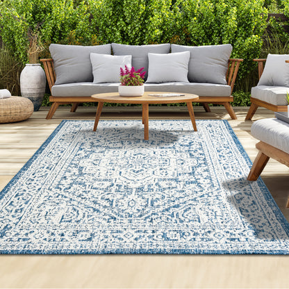 Outdoor Rugs Vintage Medallion Blue / Cream