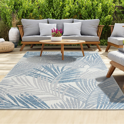 Outdoor Rugs Palm - Blue/ Grey