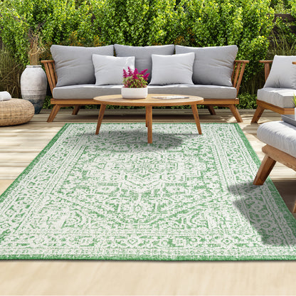 Outdoor Rugs Vintage Medallion Green / Cream