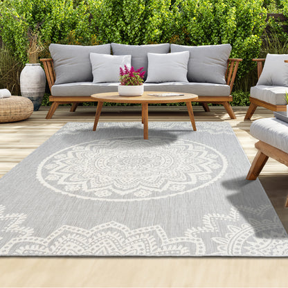 Outdoor Rugs Mandala Grey / Cream