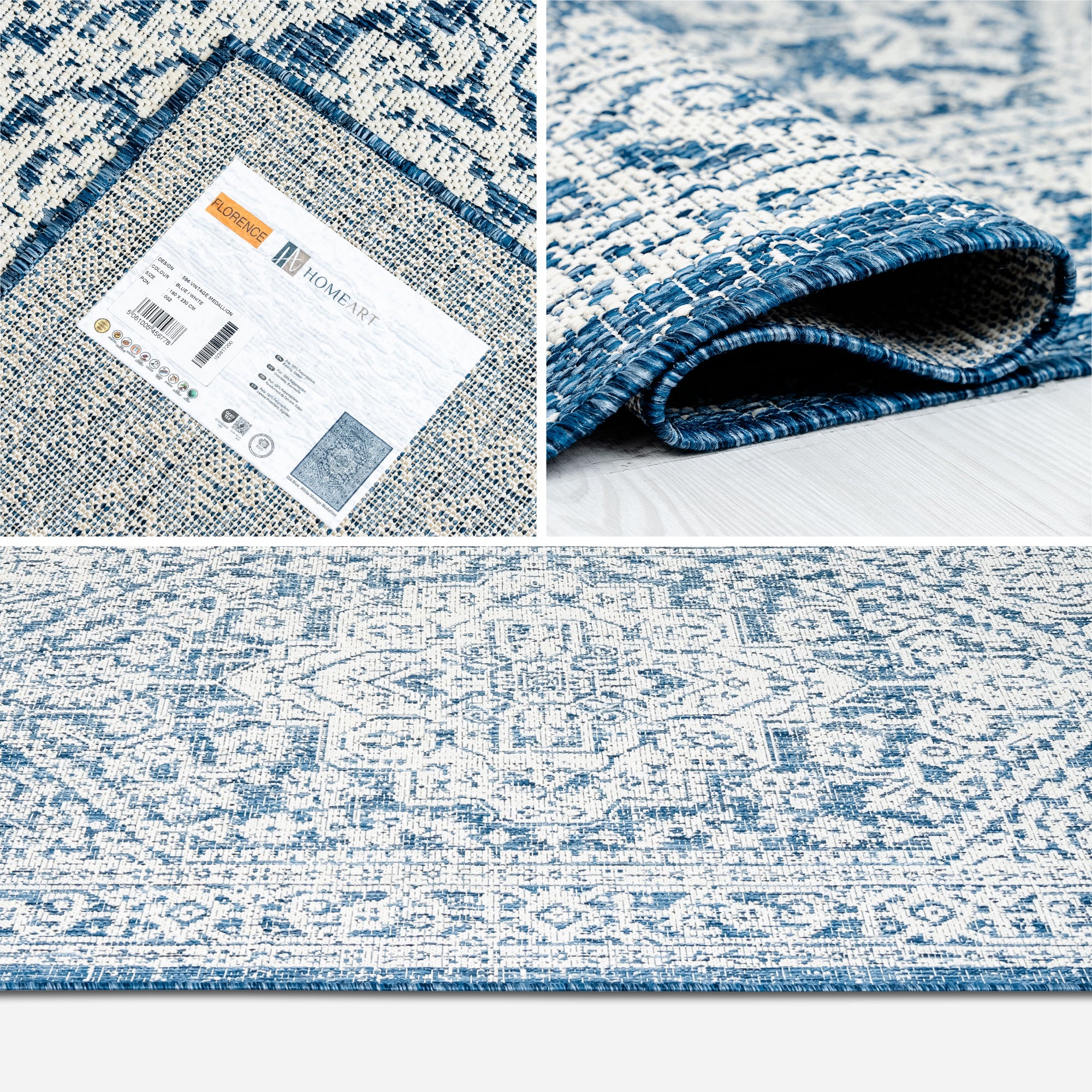 Outdoor Rugs Mandala - Blue / Cream