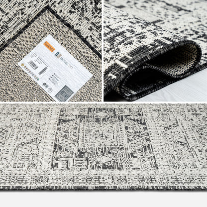 Outdoor Rugs Vintage Rectangular Black / Cream