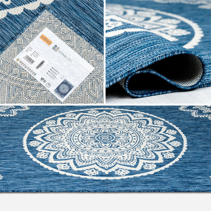 Outdoor Rugs Mandala - Blue / Cream