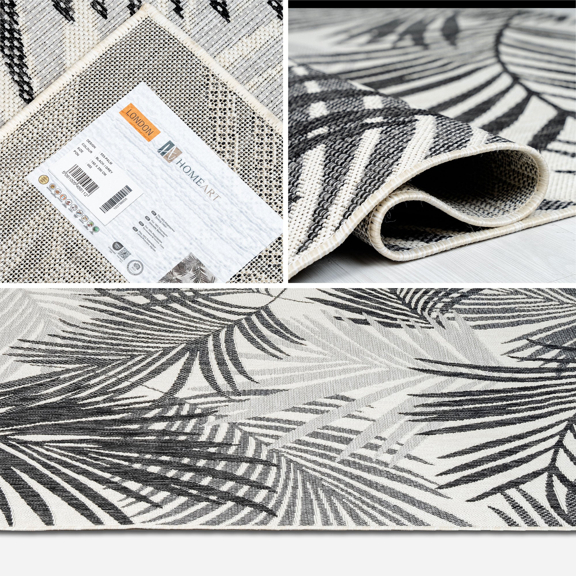 Outdoor Rugs Palm - Black / Grey