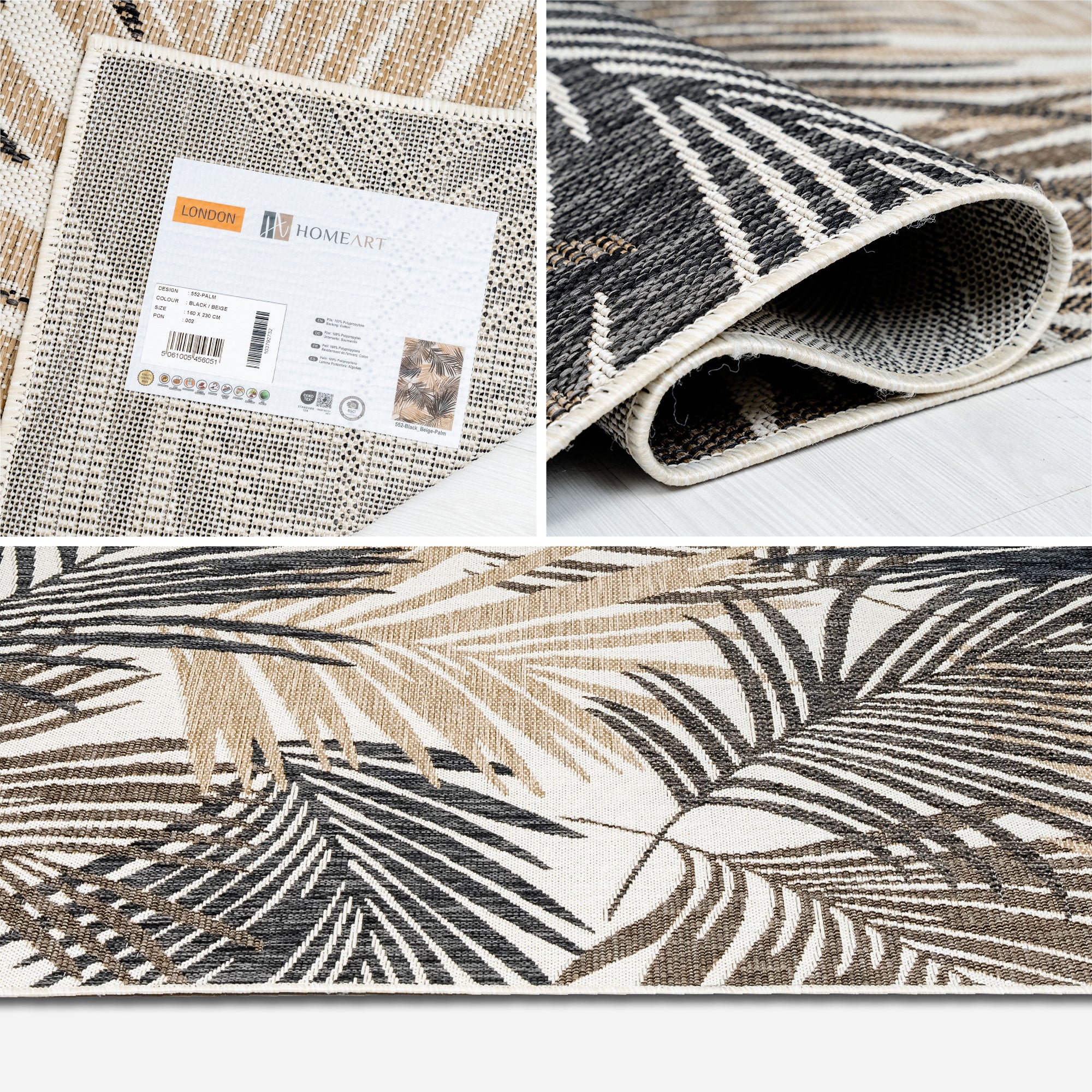 Outdoor Rugs Palm - Black / Beige