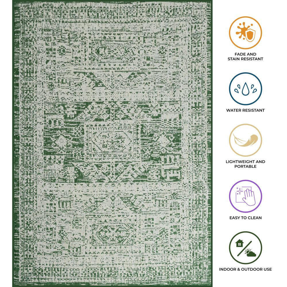 Outdoor Rugs Vintage Medallion - Green / Cream