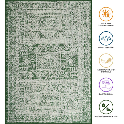 Outdoor Rugs Vintage Rectangular Green / Cream