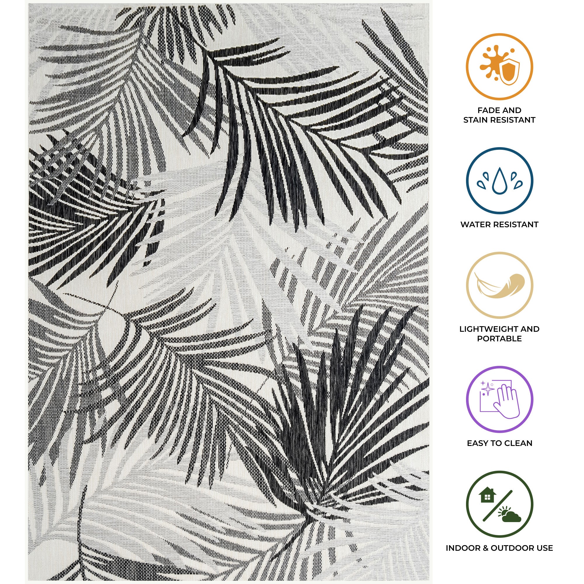 Outdoor Rugs Palm - Black / Grey