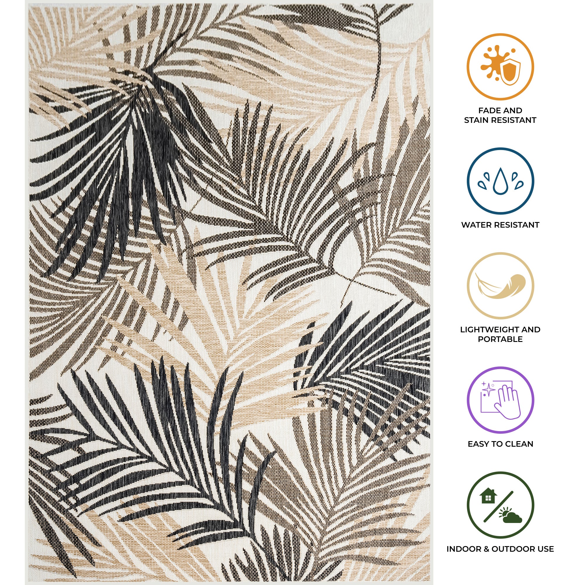 Outdoor Rugs Palm - Black / Beige