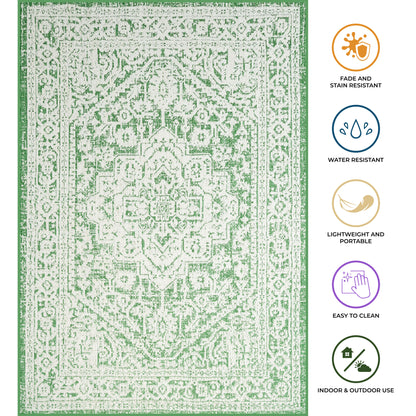 Outdoor Rugs Vintage Medallion Green / Cream