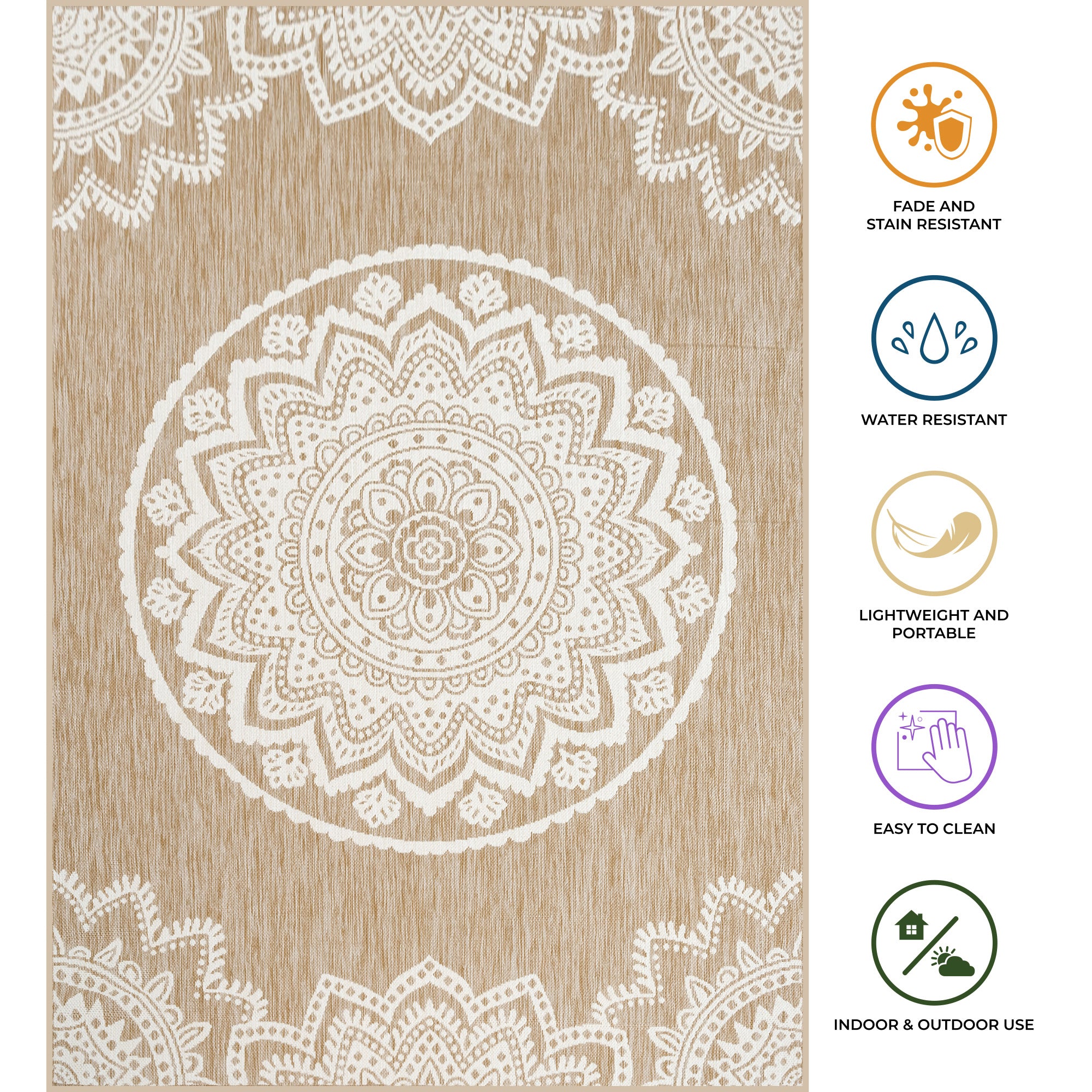 Outdoor Rugs Mandala -Natural / Cream