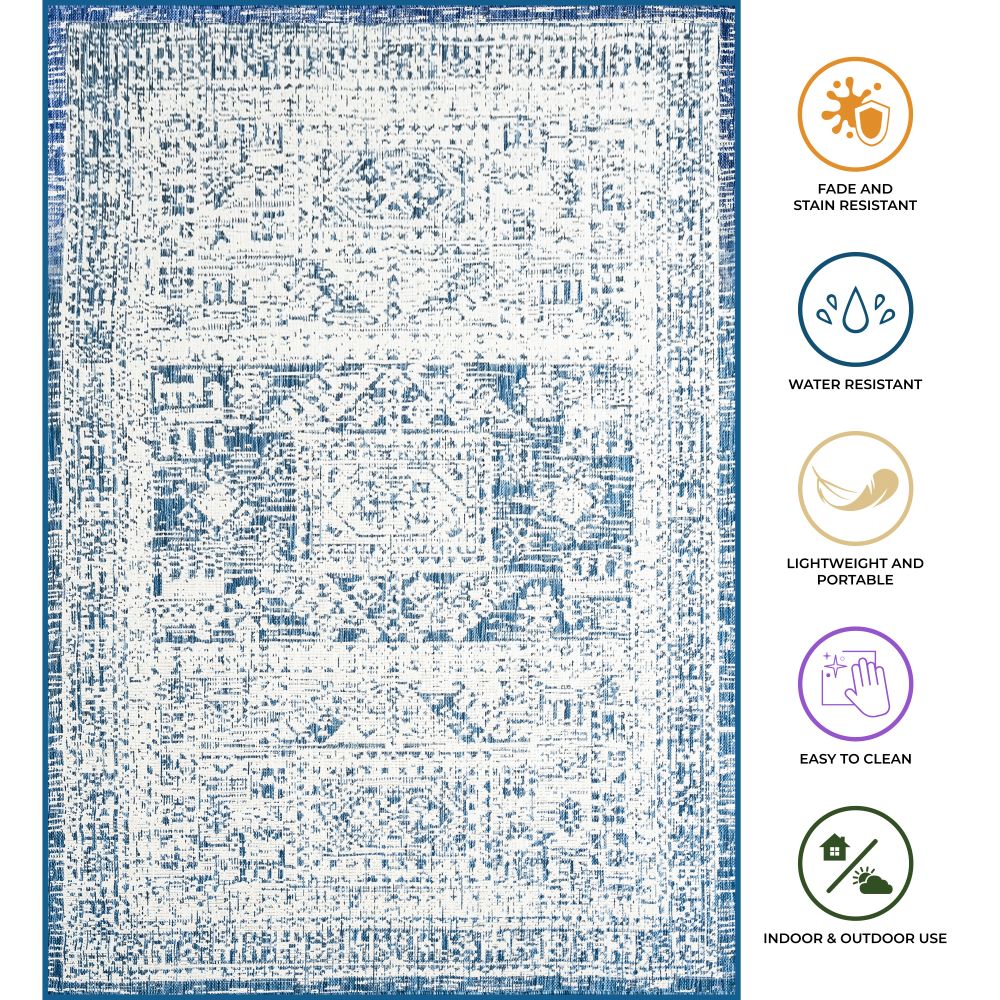 Outdoor Rugs Vintage Medallion - Blue / Cream