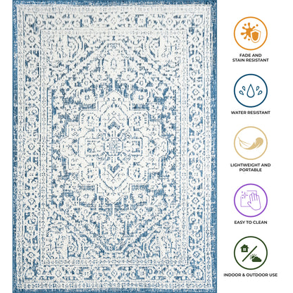Outdoor Rugs Vintage Medallion Blue / Cream